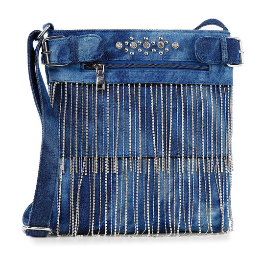 Bead Denim square cross bodyBag