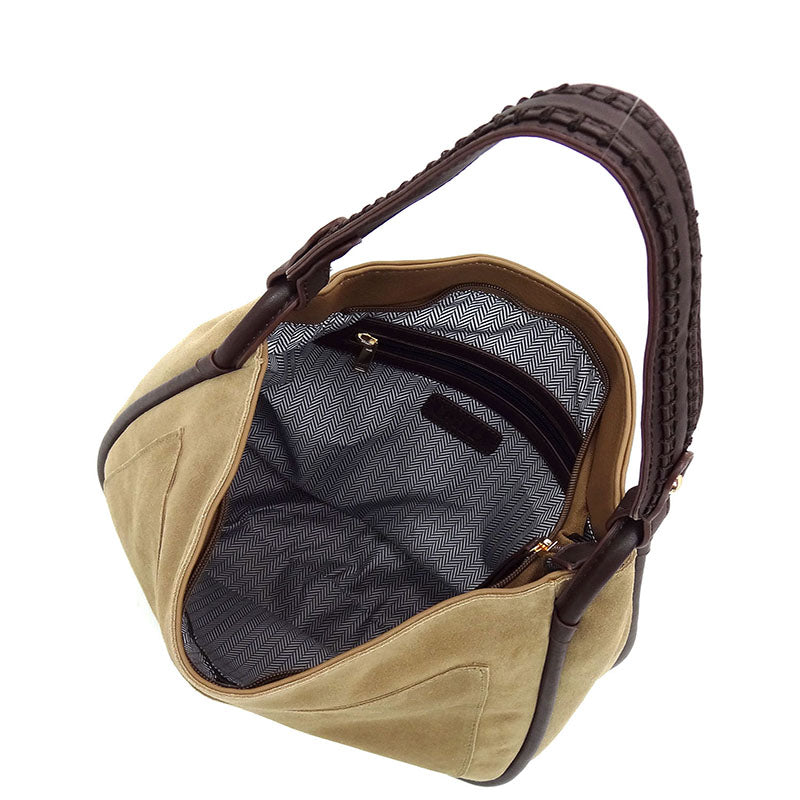 Genuine suede leather hobo-shoulder bag