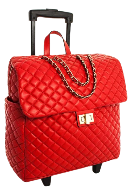 Quilted Leather rolling Carry -on